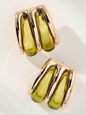 8 Other Reasons Olive Green and Gold Resin pierced Earrings
